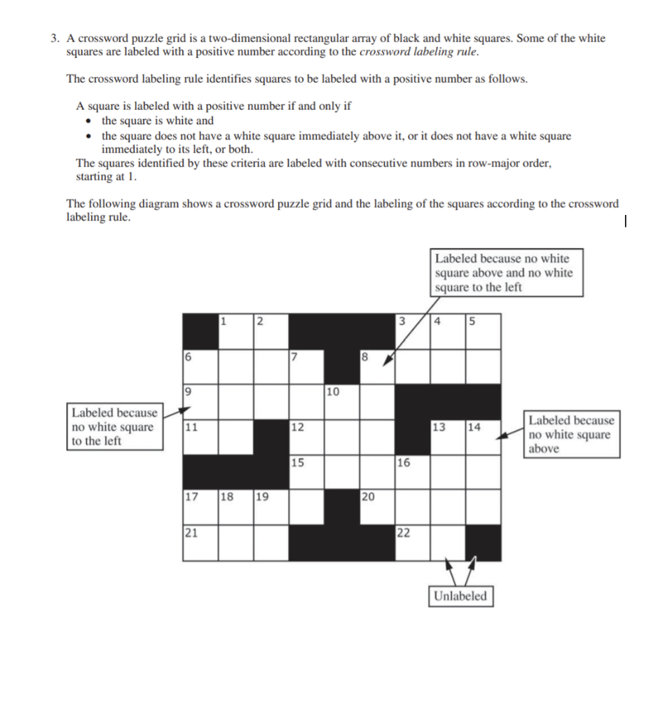 Solved 3. A crossword puzzle grid is a twodimensional