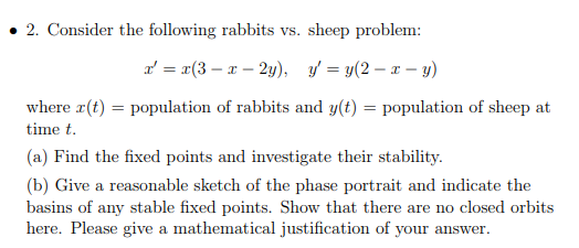 Solved 2. Consider the following rabbits vs. sheep problem: | Chegg.com