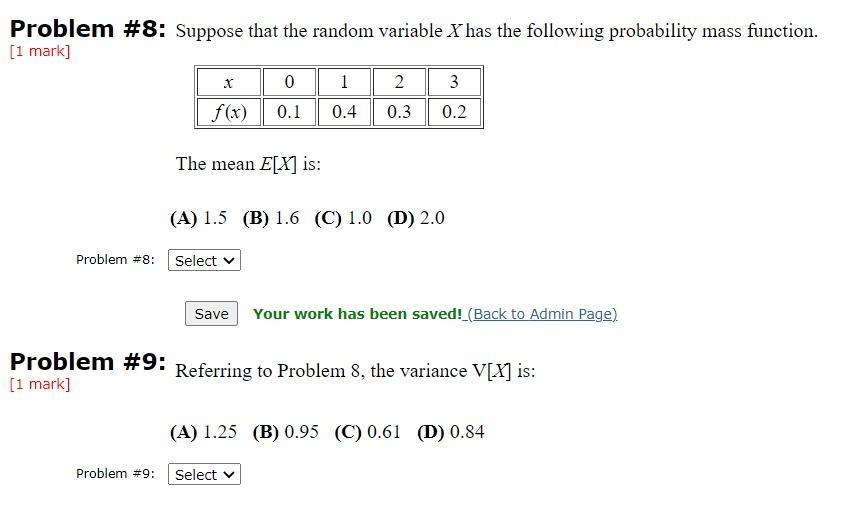 Solved Problem #8: Suppose that the random variable X has | Chegg.com