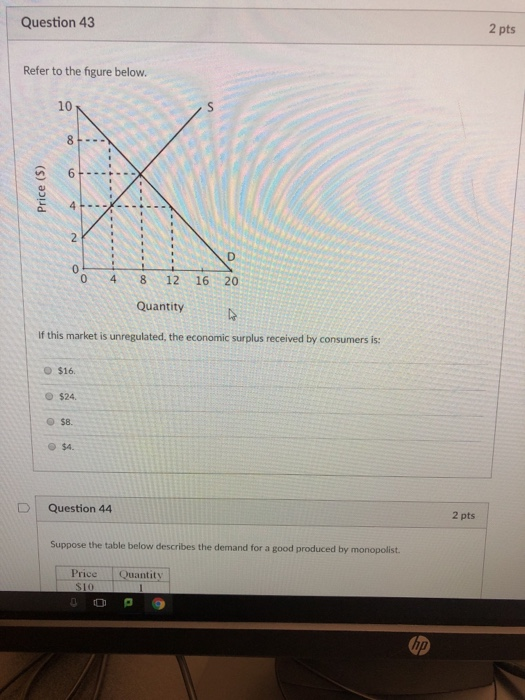 Solved Question 43 2 pts Refer to the figure below. 10 0 4 8 | Chegg.com