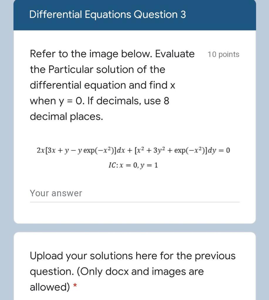 Solved Differential Equations Question 3 10 points Refer to | Chegg.com