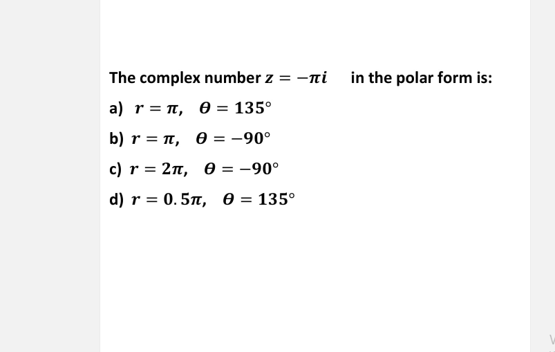 Solved In The Polar Form Is The Complex Number Z Ri A Chegg Com