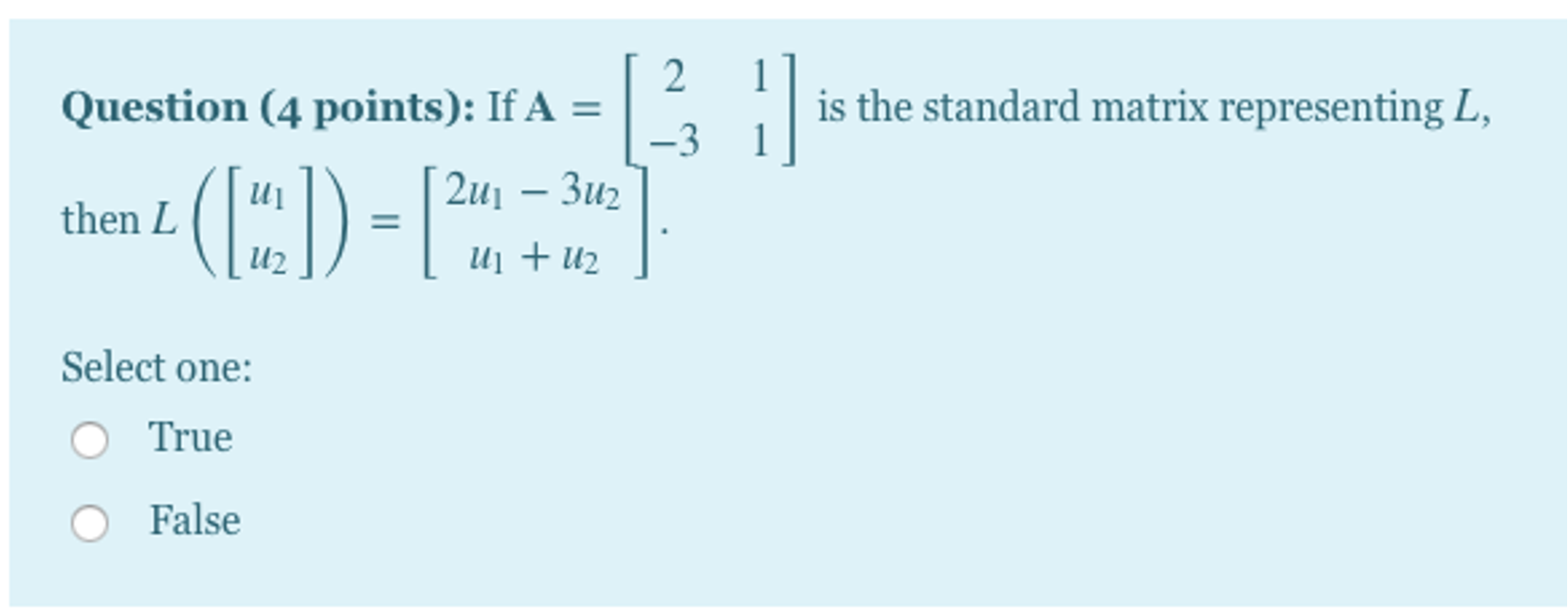Solved SUBJECT : LINEAR ALGEBRA TRUE OR FALSE : - ONLY I | Chegg.com