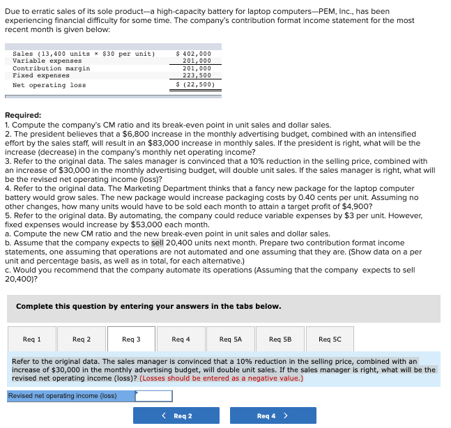 solved-due-to-erratic-sales-of-its-sole-product-a-chegg