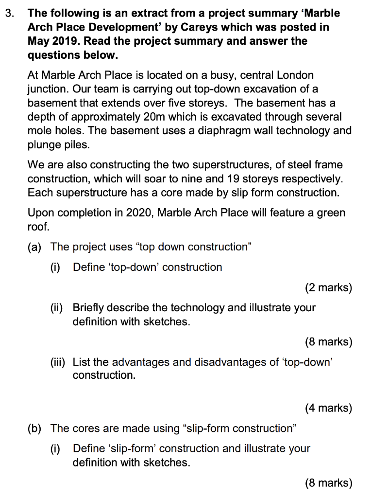 Solved 3. The following is an extract from a project summary | Chegg.com