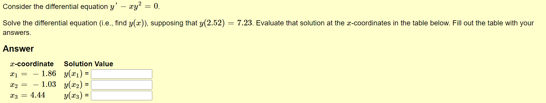 Solved Consider the differential equation y′−xy2=0. Solve | Chegg.com
