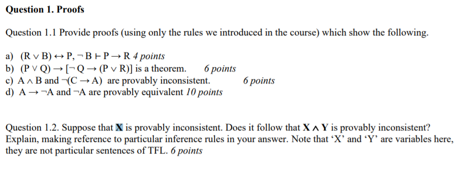 Question 1. Proofs Question 1.1 Provide proofs (using | Chegg.com