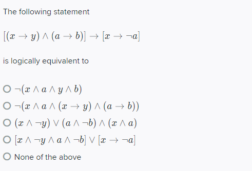 Solved The following statement [(x + y) ^ (a + b)] → [2 + | Chegg.com