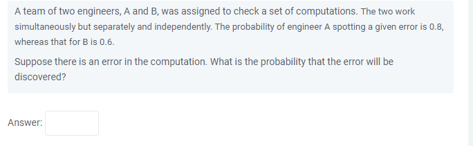 Solved A Team Of Two Engineers, A And B, Was Assigned To | Chegg.com