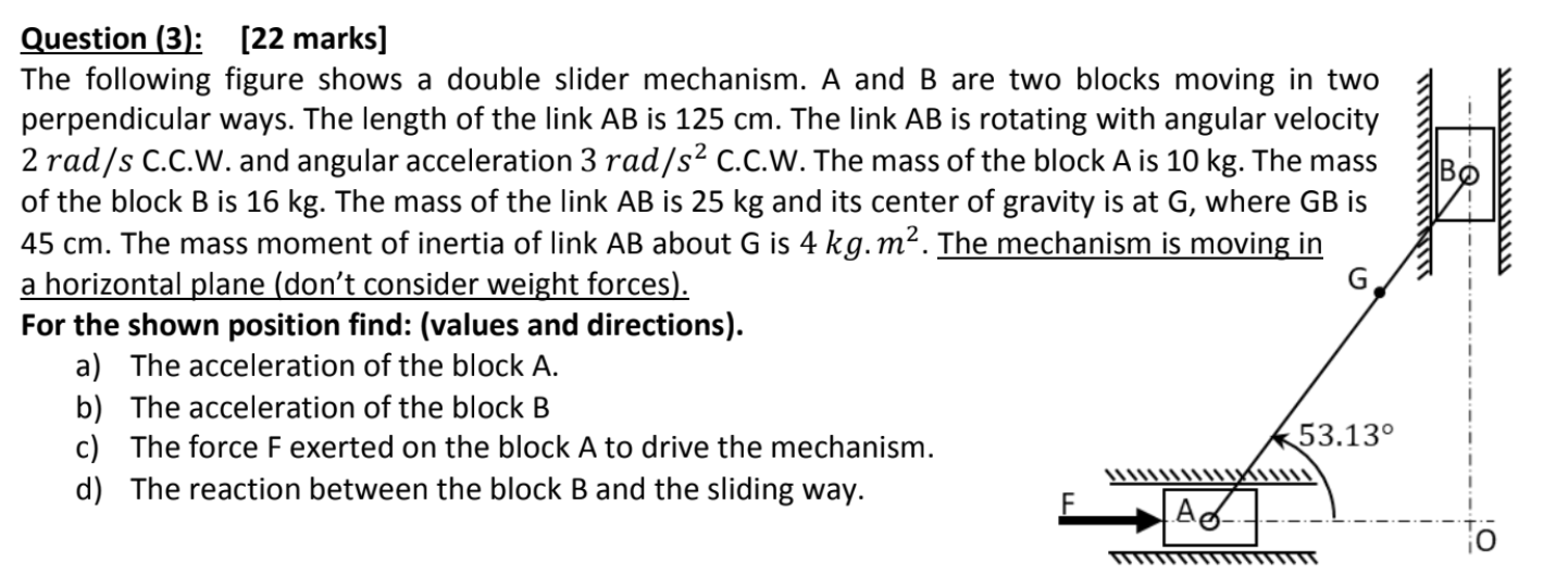 Solved D) The Reaction Between The Block B And The Sliding | Chegg.com