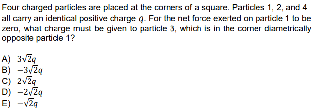 Solved Four charged particles are placed at the corners of a | Chegg.com