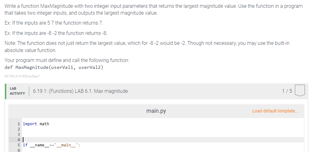 Solved Write A Function Maxmagnitude With Two Integer Input Chegg Com