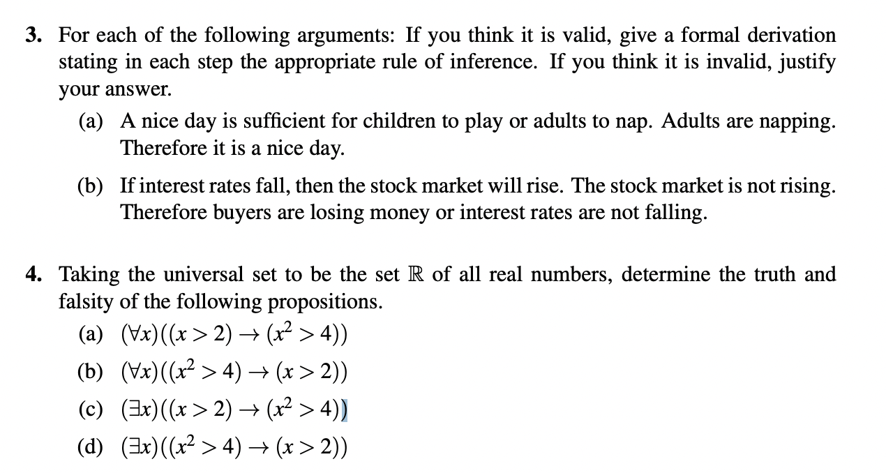 Solved 3. For Each Of The Following Arguments: If You Think | Chegg.com