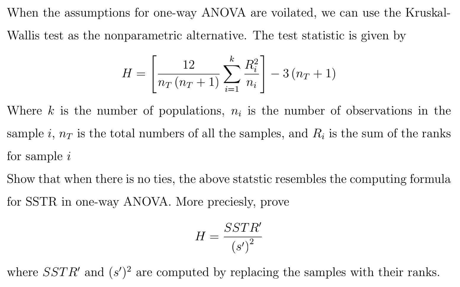 When The Assumptions For One Way Anova Are Voilated Chegg Com