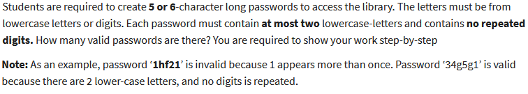 Solved Students are required to create 5 or 6-character long | Chegg.com