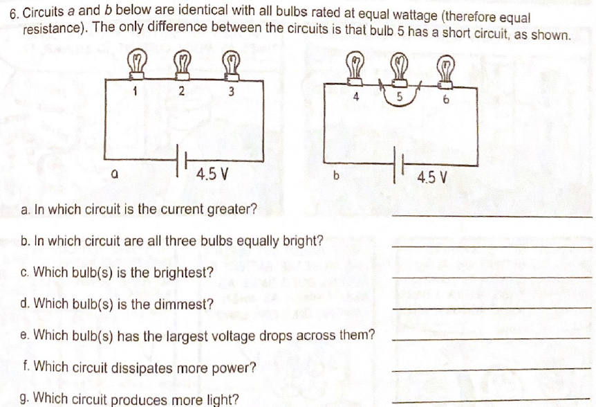 Solved 6. Circuits a and b below are identical with all | Chegg.com