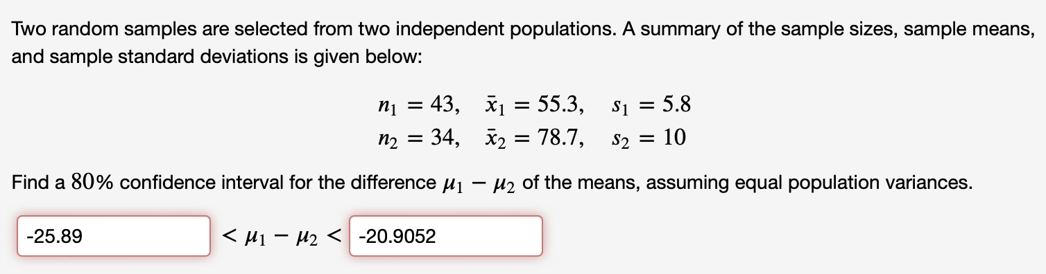 Solved Two random samples are selected from two independent | Chegg.com