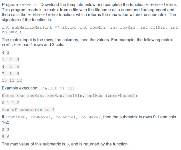 Solved Program three.c-Download the template below and | Chegg.com