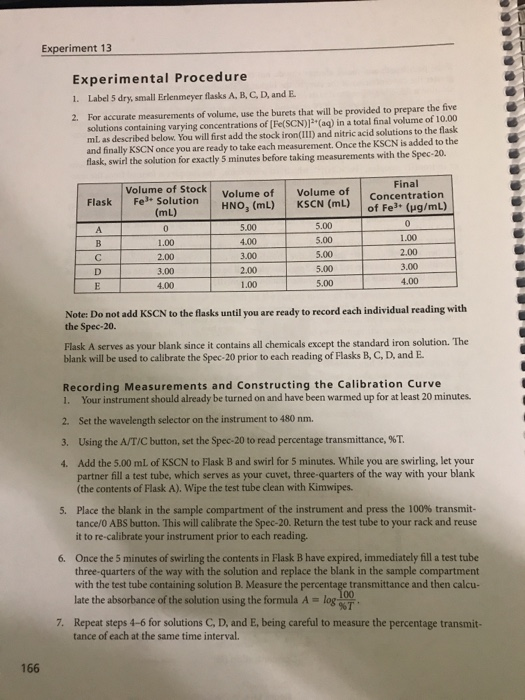 Solved Beer's Law Name Date PRELAB QUESTIONS 1. What is the