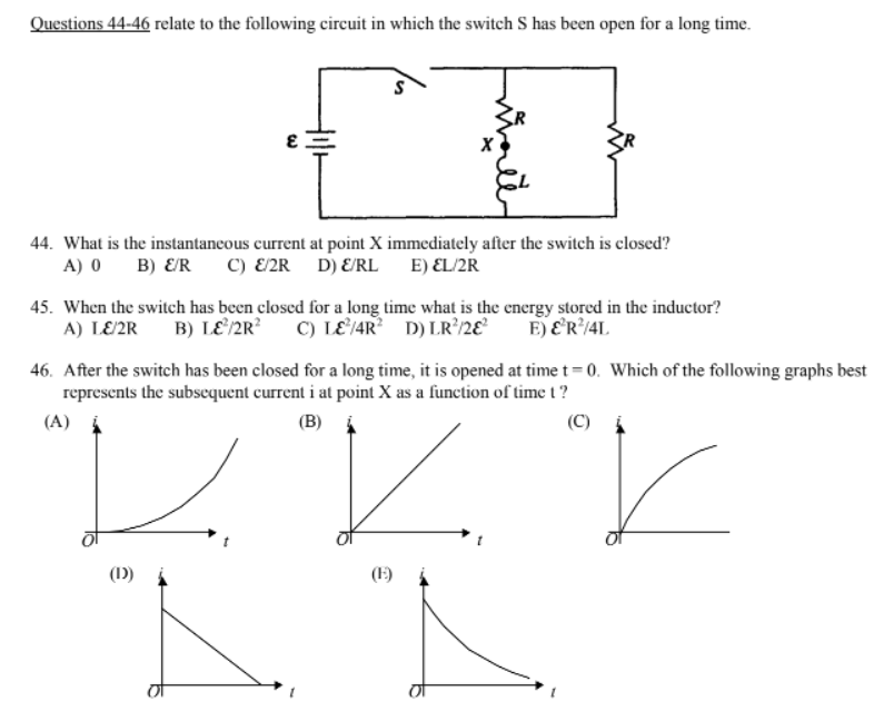 Solved Questions 44-46 Relate To The Following Circuit In | Chegg.com