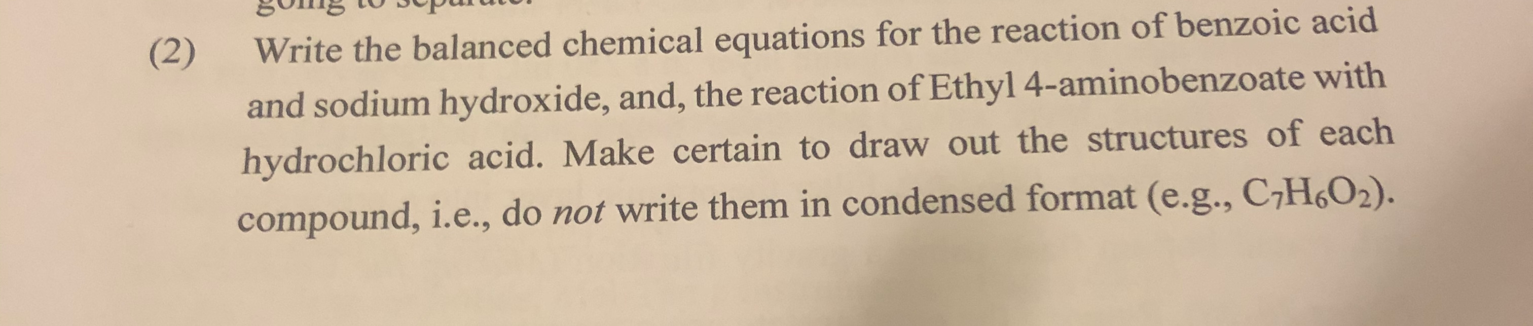 Solved (2) Write the balanced chemical equations for the | Chegg.com