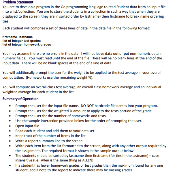 Problem Statement You are to develop a program in the | Chegg.com