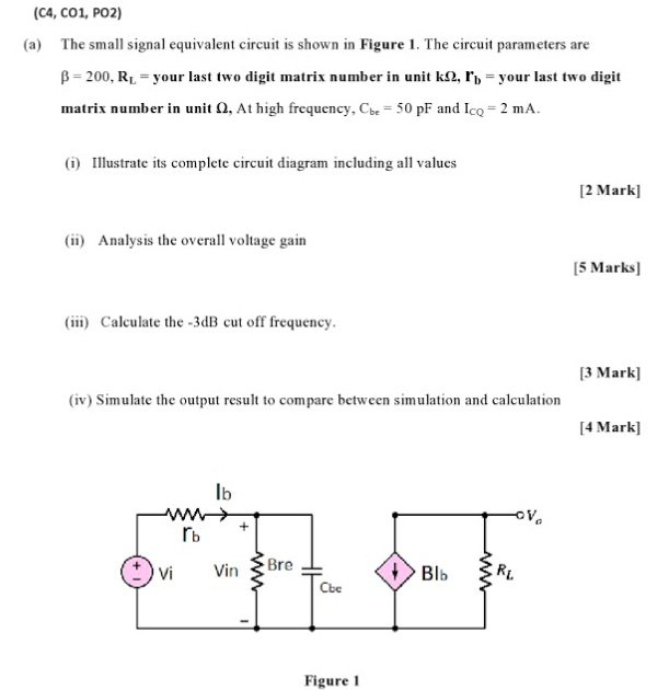 Solved (C4, C01, PO2) (a) The small signal equivalent | Chegg.com