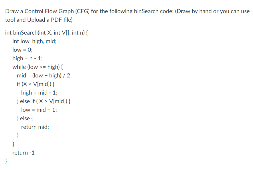 Solved Draw A Control Flow Graph (CFG) For The Following | Chegg.com