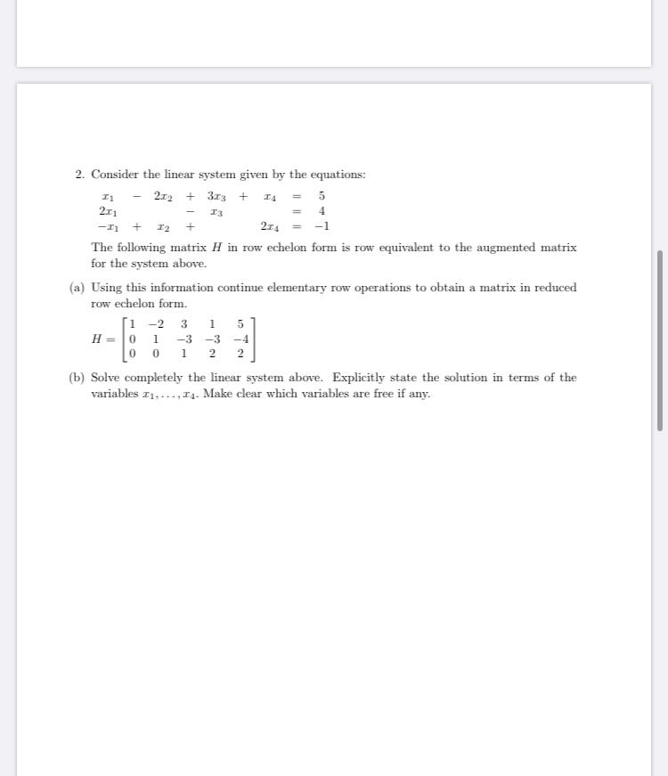 Solved 13 2. Consider the linear system given by the | Chegg.com