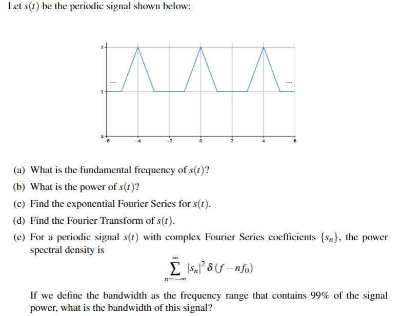 Solved SLet S(t) ﻿be The Periodic Signal Shown Below:(a) | Chegg.com