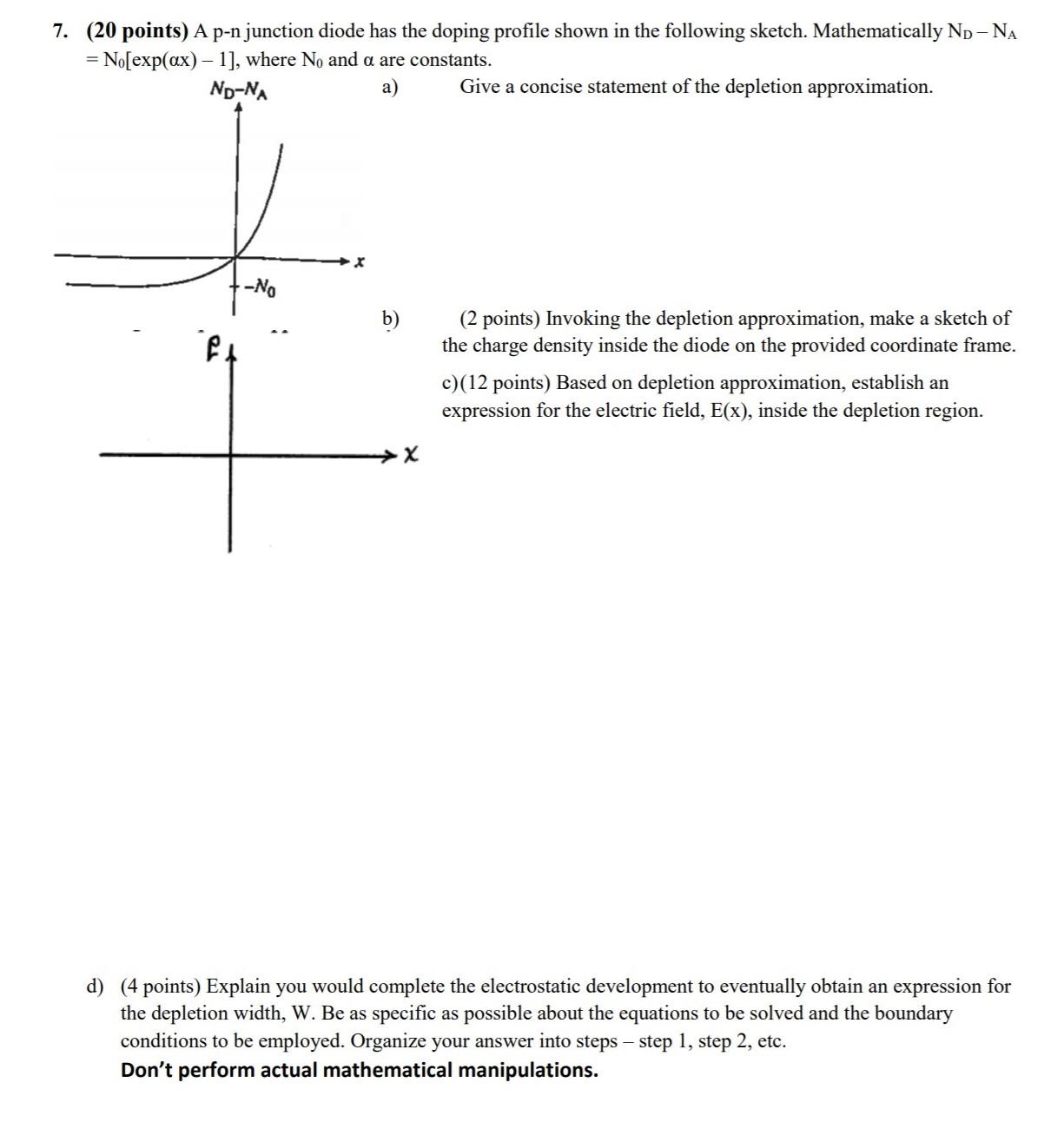 7. (20 points) A p-n junction diode has the doping | Chegg.com