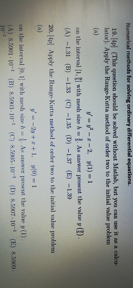 Solved Numerical Methods For Solving Ordinary Differential Chegg Solved Numerical Methods For Solving Ordinary Differential Chegg
