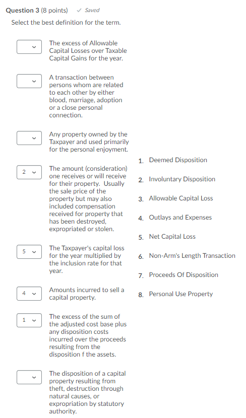 Solved Question 3 (8 points) Saved Select the best | Chegg.com