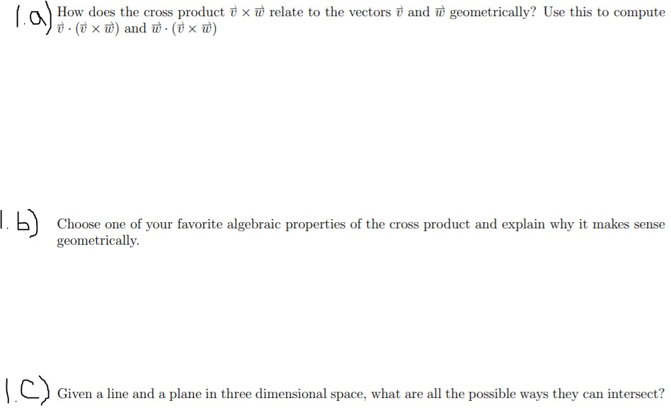 1 A How Does The Cross Product Xu Relate To The Chegg Com