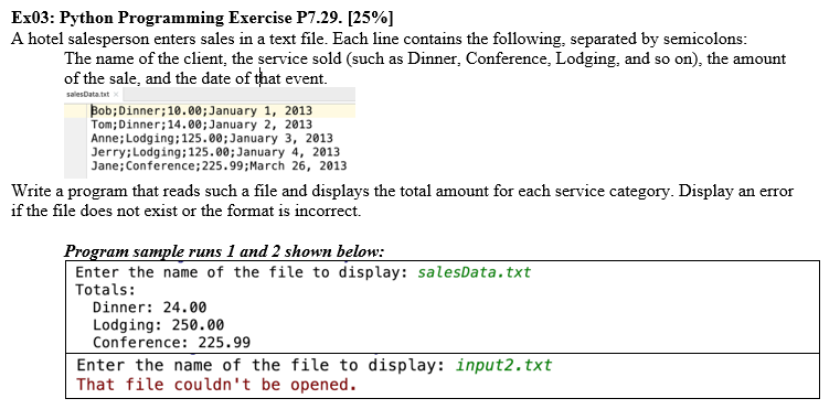 sales commission programming assignment python