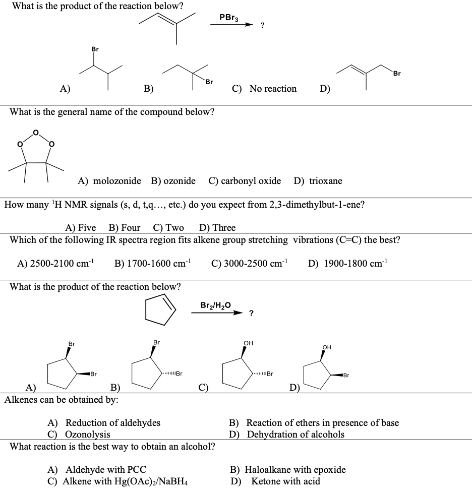 Solved What is the product of the reaction below? PBr3 ? Br | Chegg.com