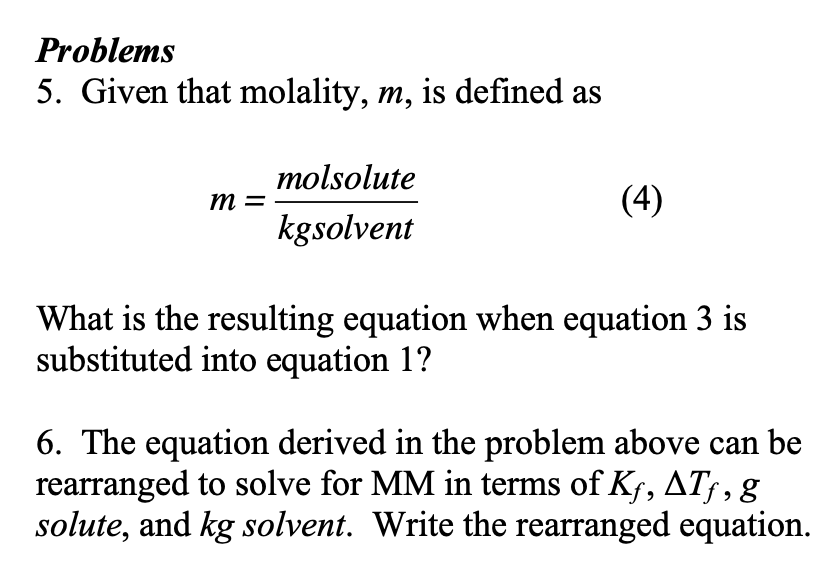 molality equation