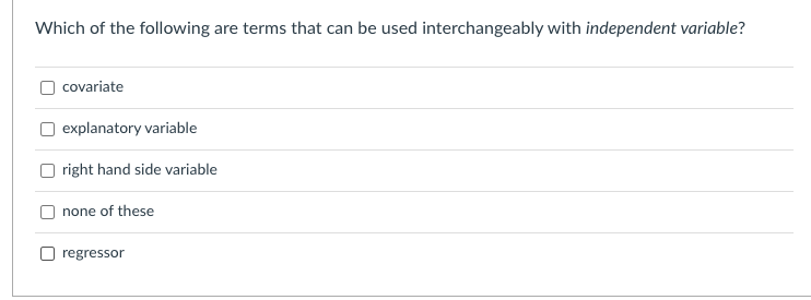 A multiple-choice question asking about usable terms in a specific context.