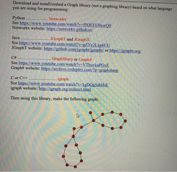 Solved Download and install/embed a Graph library (not a | Chegg.com