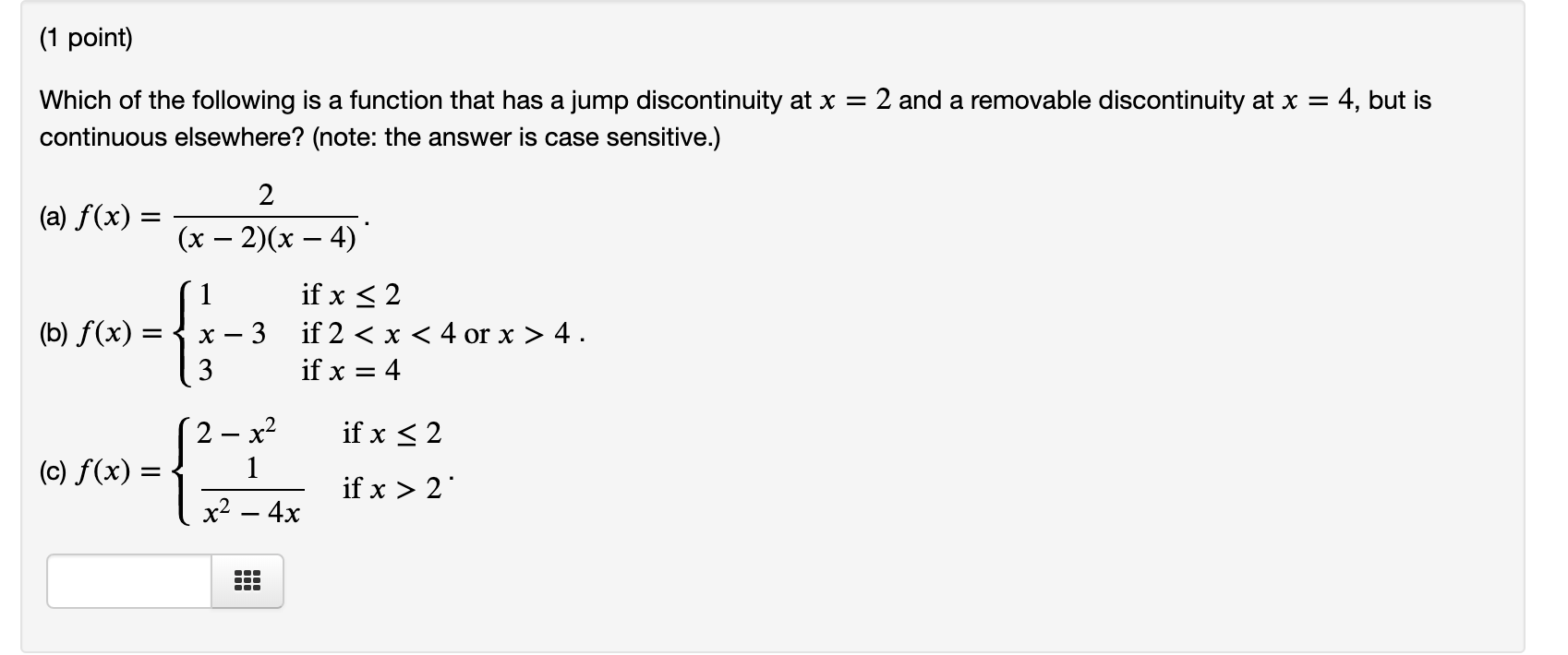 Solved (1 point) Which of the following is a function that | Chegg.com
