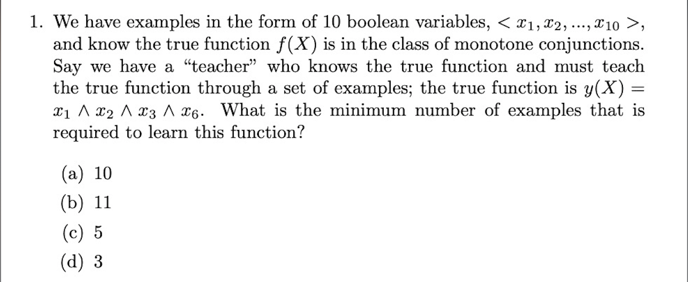 Solved 1. We have examples in the form of 10 boolean | Chegg.com