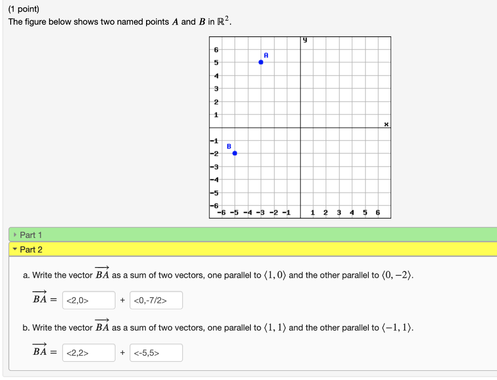 Solved (1 point) The figure below shows two named points A | Chegg.com