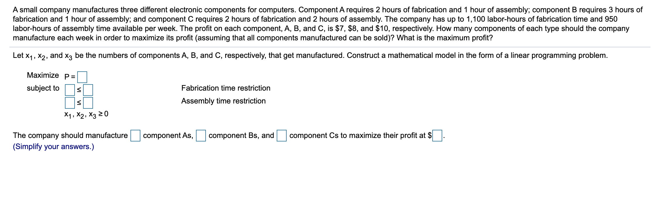 Solved A small company manufactures three different