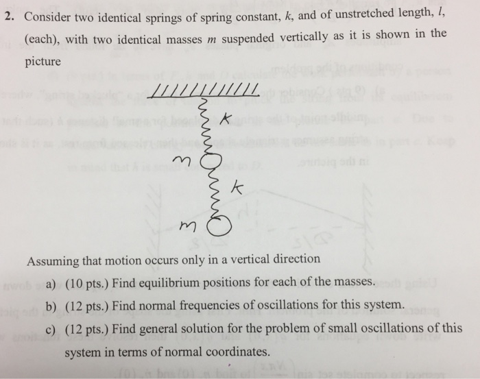 Solved 2. Consider two identical springs of spring constant, | Chegg.com