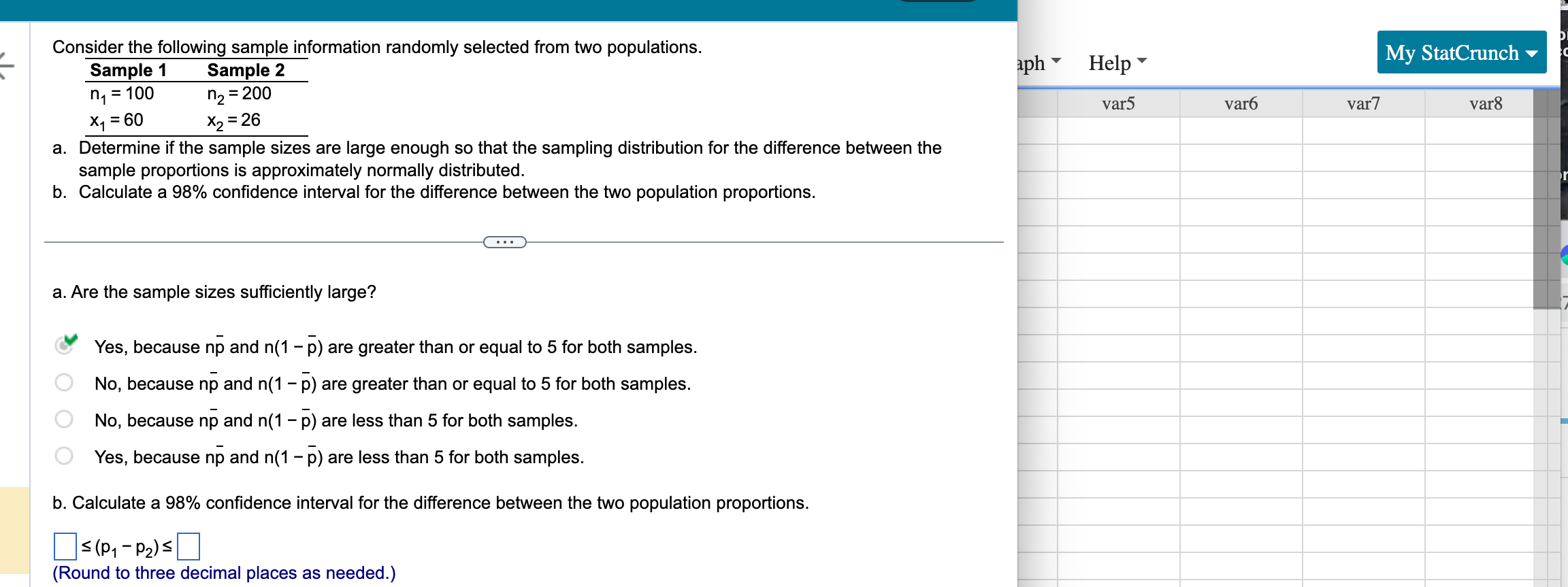Solved Consider the following sample information randomly | Chegg.com