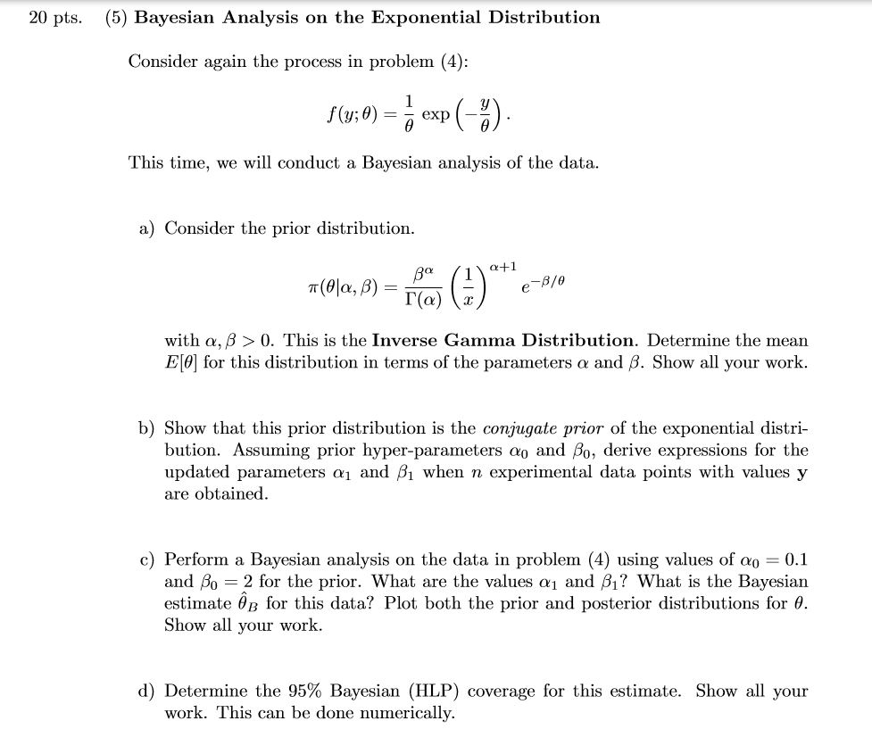 (5) Bayesian Analysis on the Exponential Distribution | Chegg.com