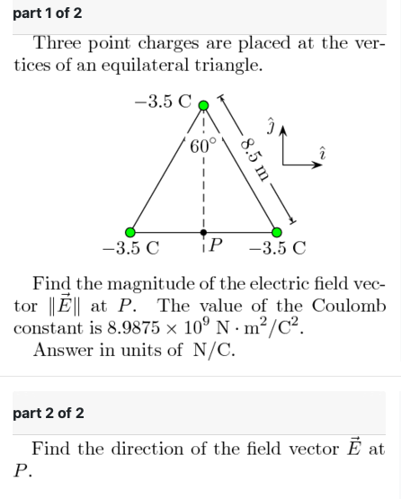 Part 1 Of 2 Three Point Charges Are Placed At The Chegg Com