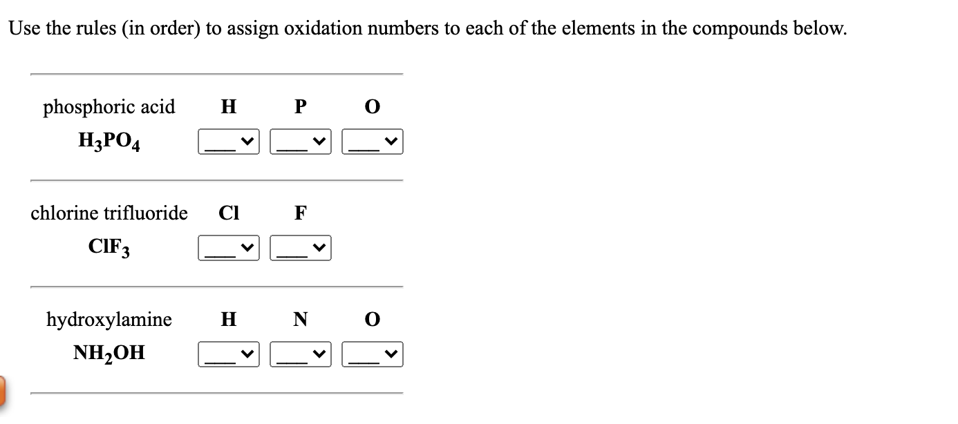 Solved Use the rules (in order) to assign oxidation numbers | Chegg.com