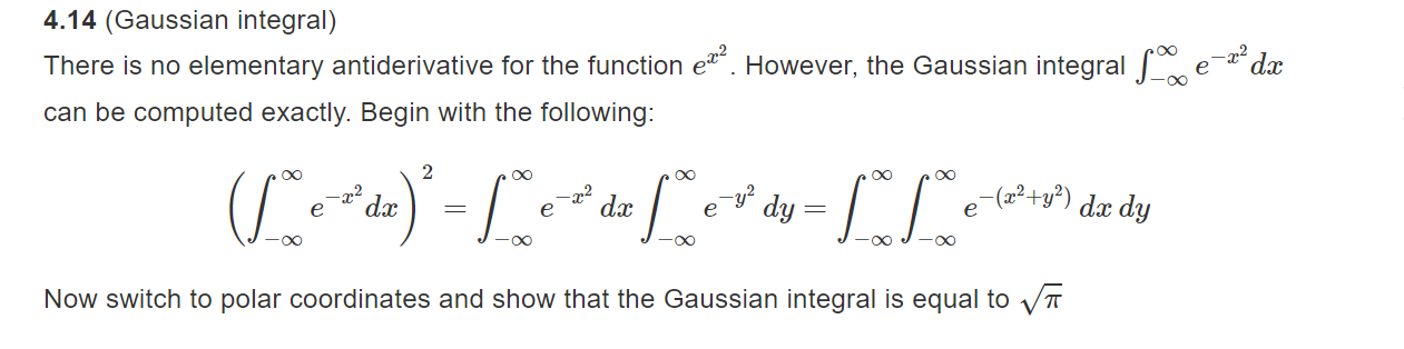 Solved 4.14 (Gaussian integral) There is no elementary | Chegg.com