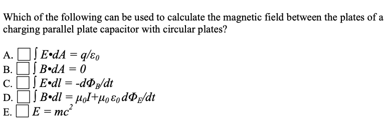 Solved Which of the following can be used to calculate the | Chegg.com